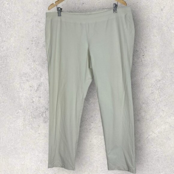 Eileen Fisher White Elastic Waist Pull On Pants Size XL Straight Leg Stretch - Picture 1 of 9